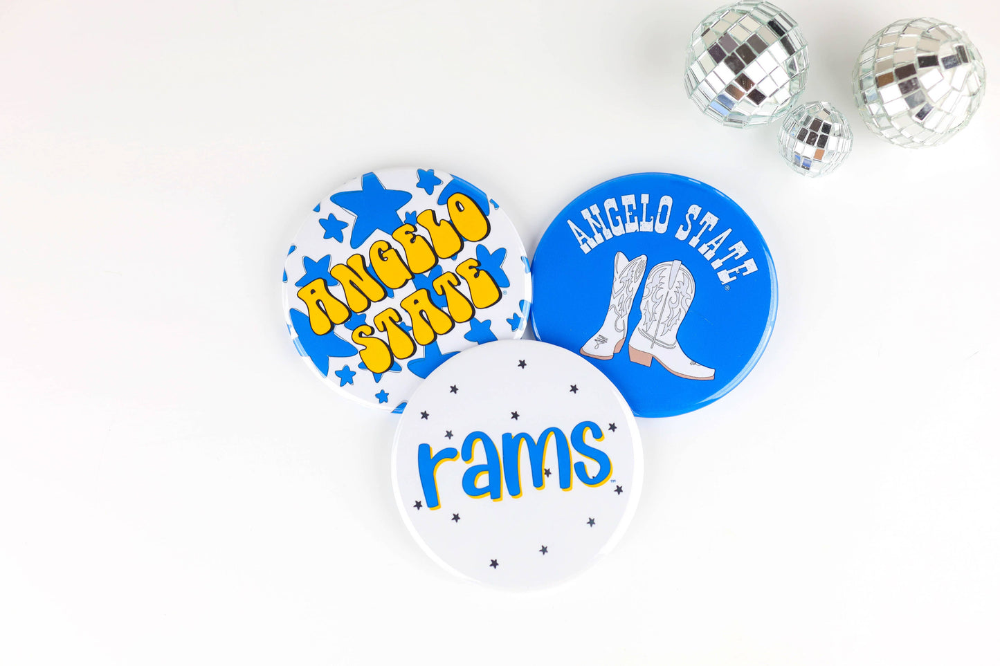 ANGELO STATE Game Day Buttons - "Angelo State Boots" Design