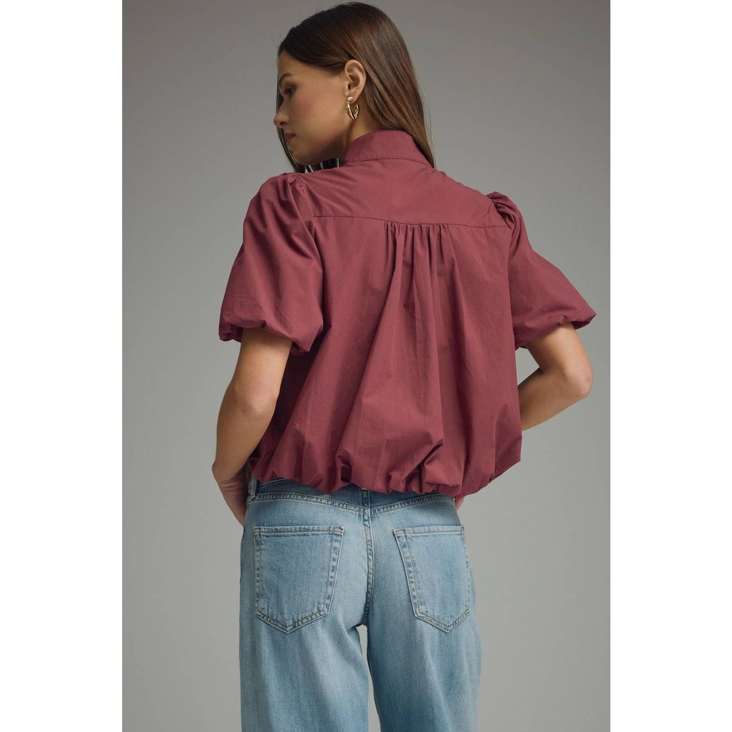 NEW Solid short puff sleeve top