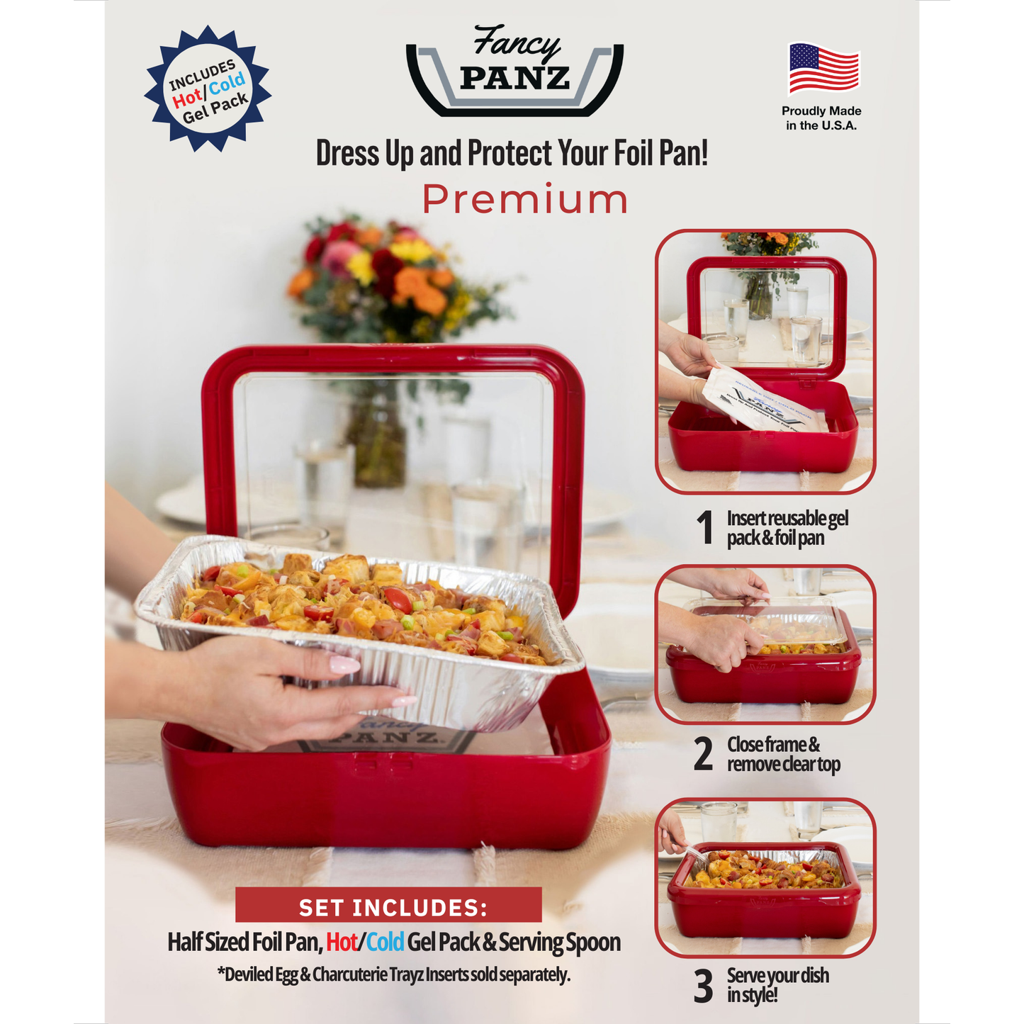 Premium Set - Pan Frame w/ Lid & Hot or Cold Gel Pack - Aqua