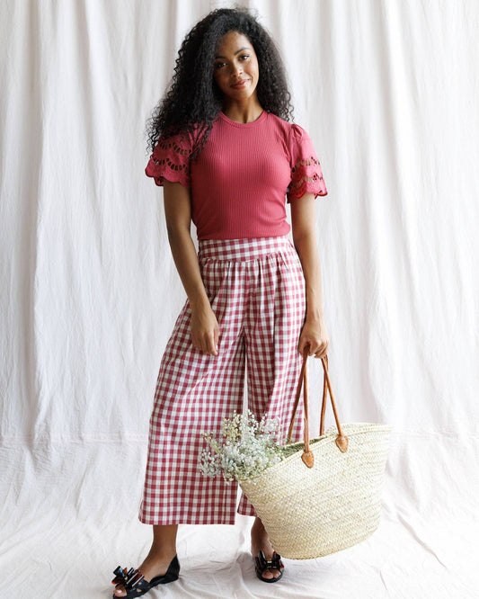 Charm Red Gingham Cropped Pant