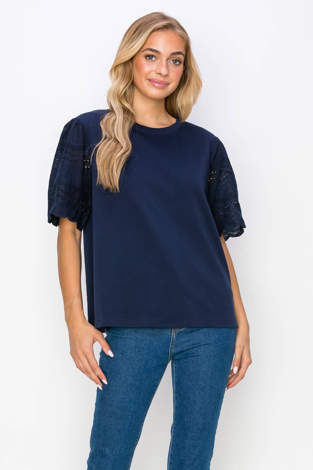 Ramona Pointe Knit Top with Lace