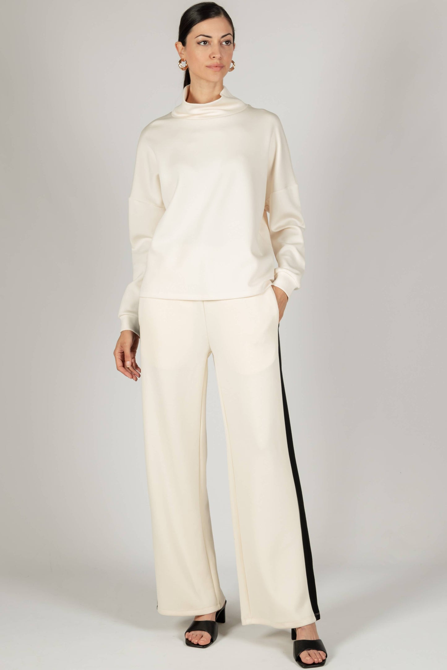 P. CILL Butter Modal Cowl Neck Long Sleeve Top