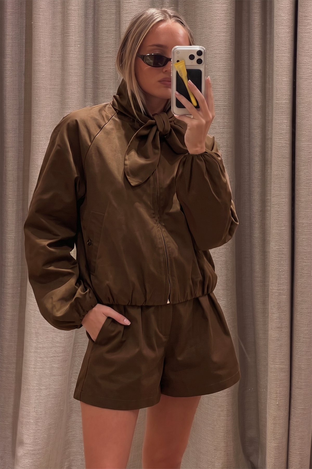 Scarf Collar Long Sleeve Puffy Jacket