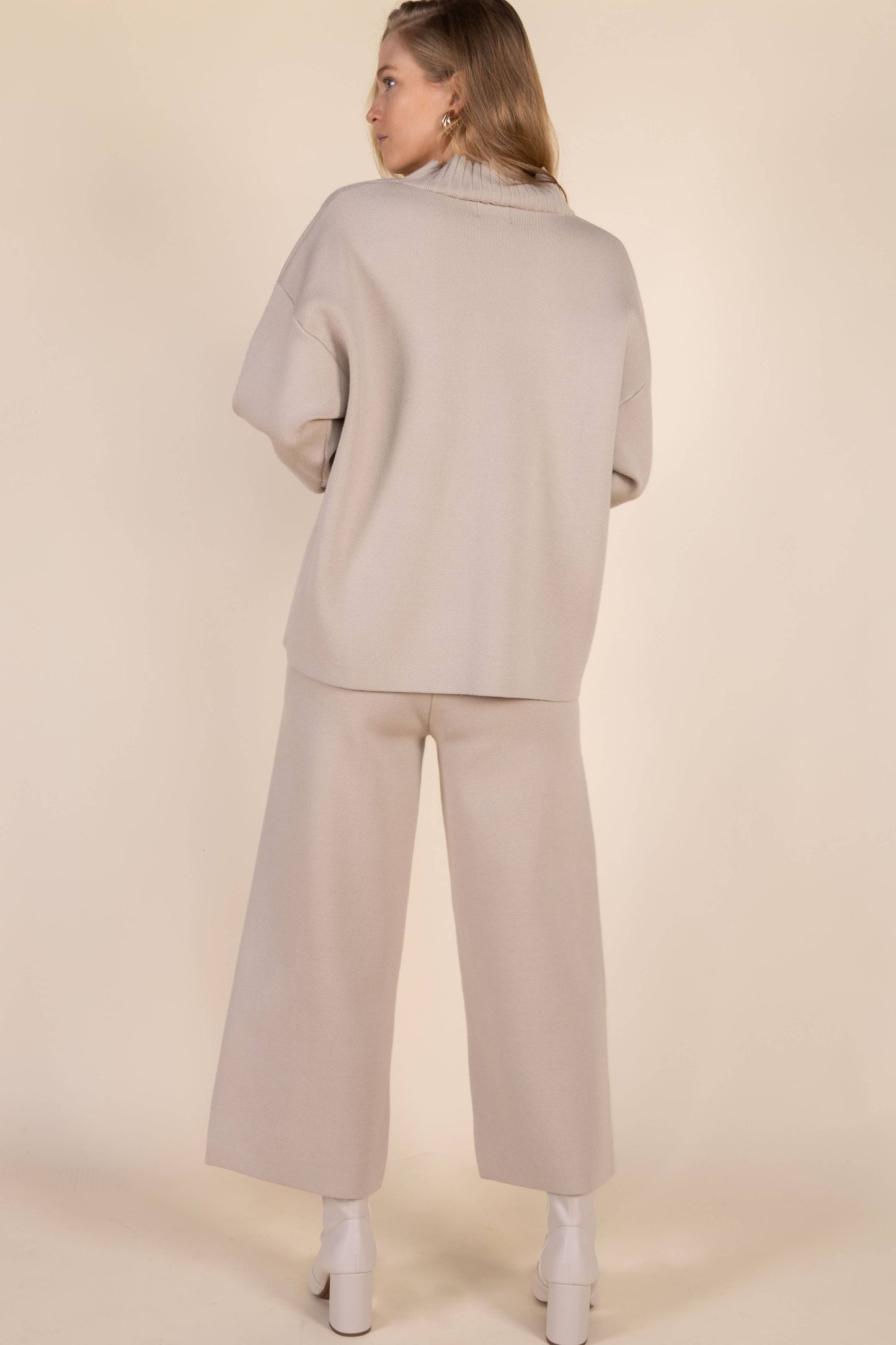 Knit Ankle Length Wide Leg Pants