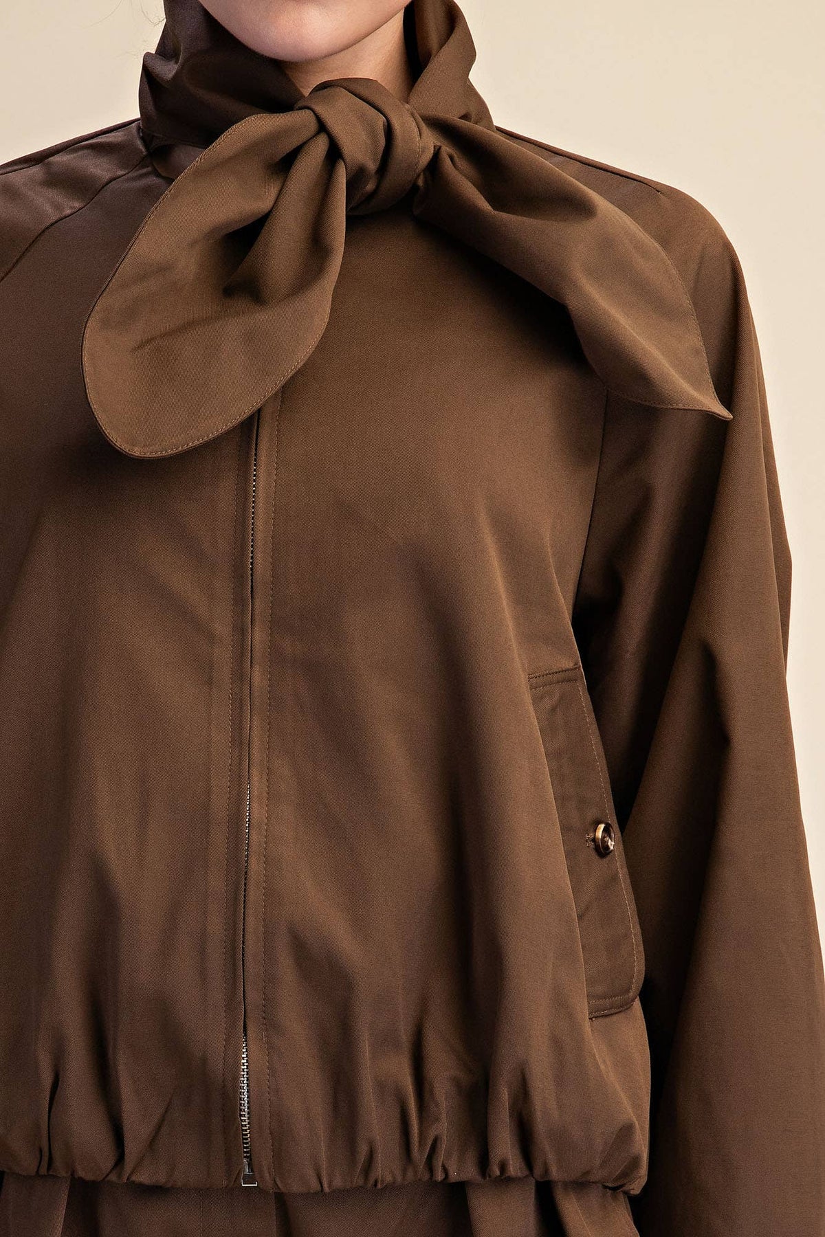 Scarf Collar Long Sleeve Puffy Jacket