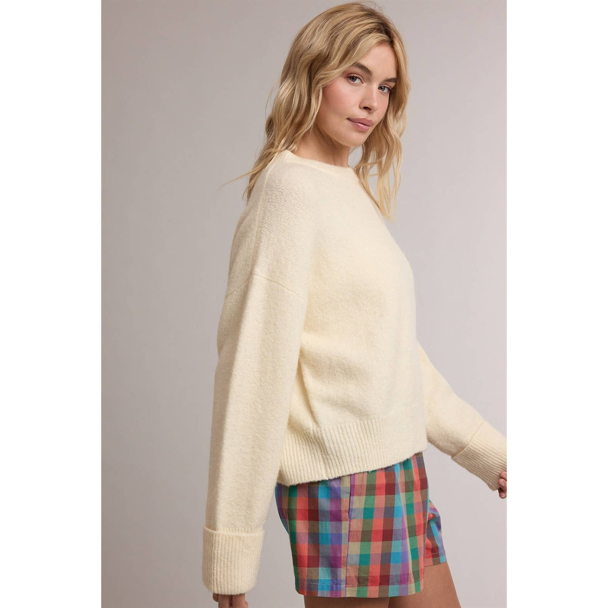 RELAXED CREWNECK SOFT KNIT SWEATER / WL26-13207