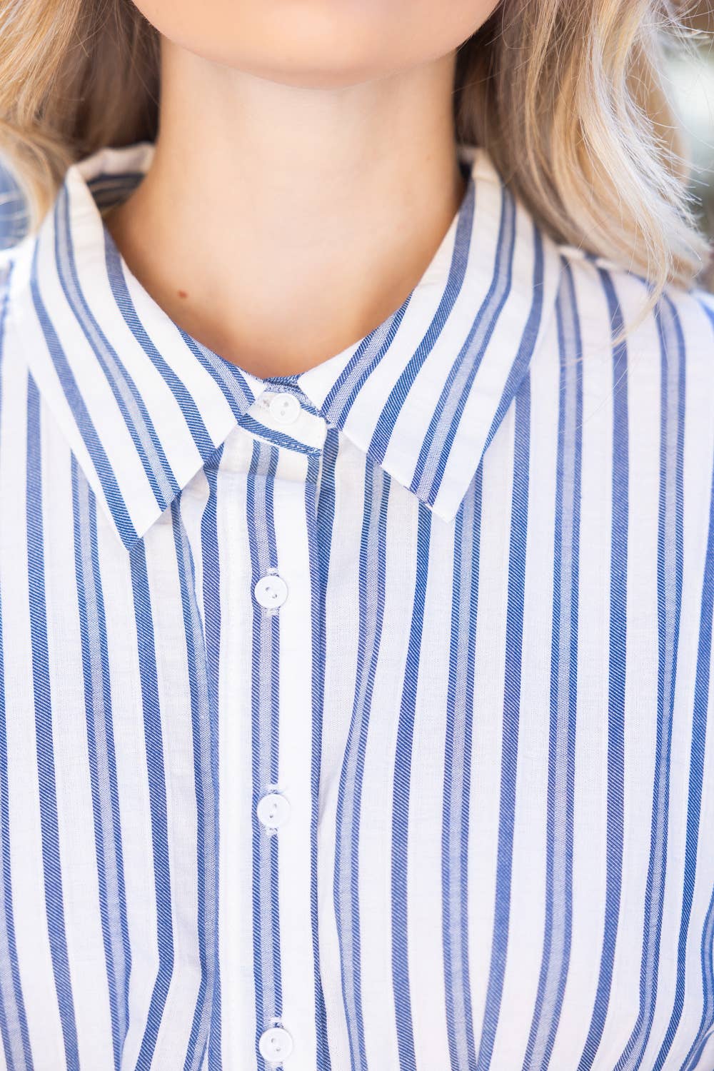 36322 Pleated Waist Striped Mini Flare Shirt Dress