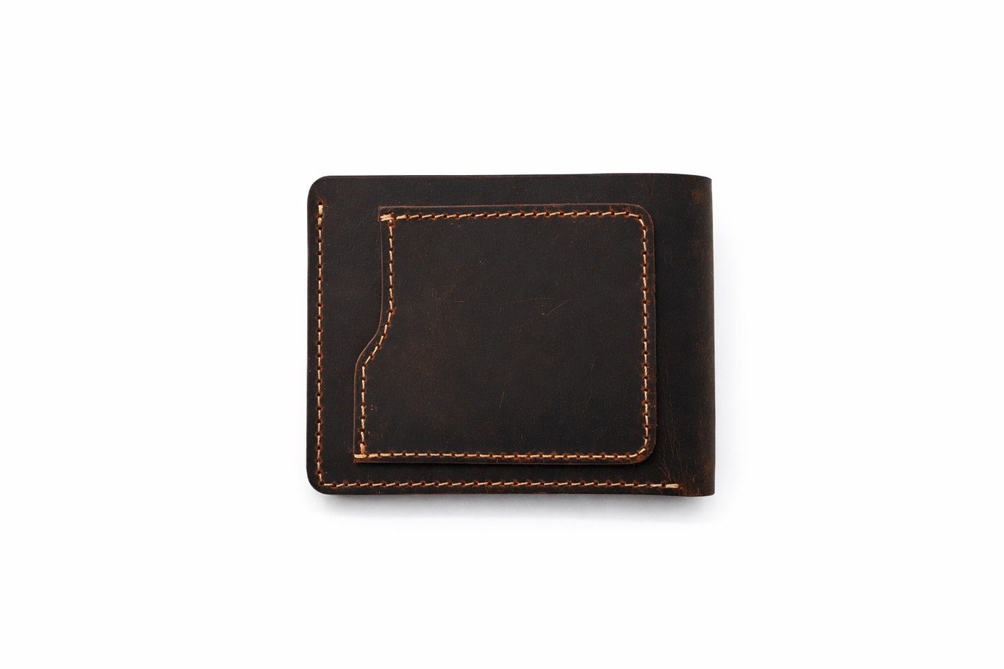 Men’s Full-Grain Crazy Leather Bifold Wallet Premium Leather