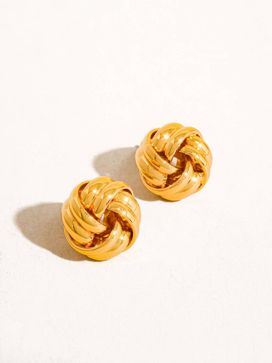 Alix 18K Gold Basket Weaved Classic Studs