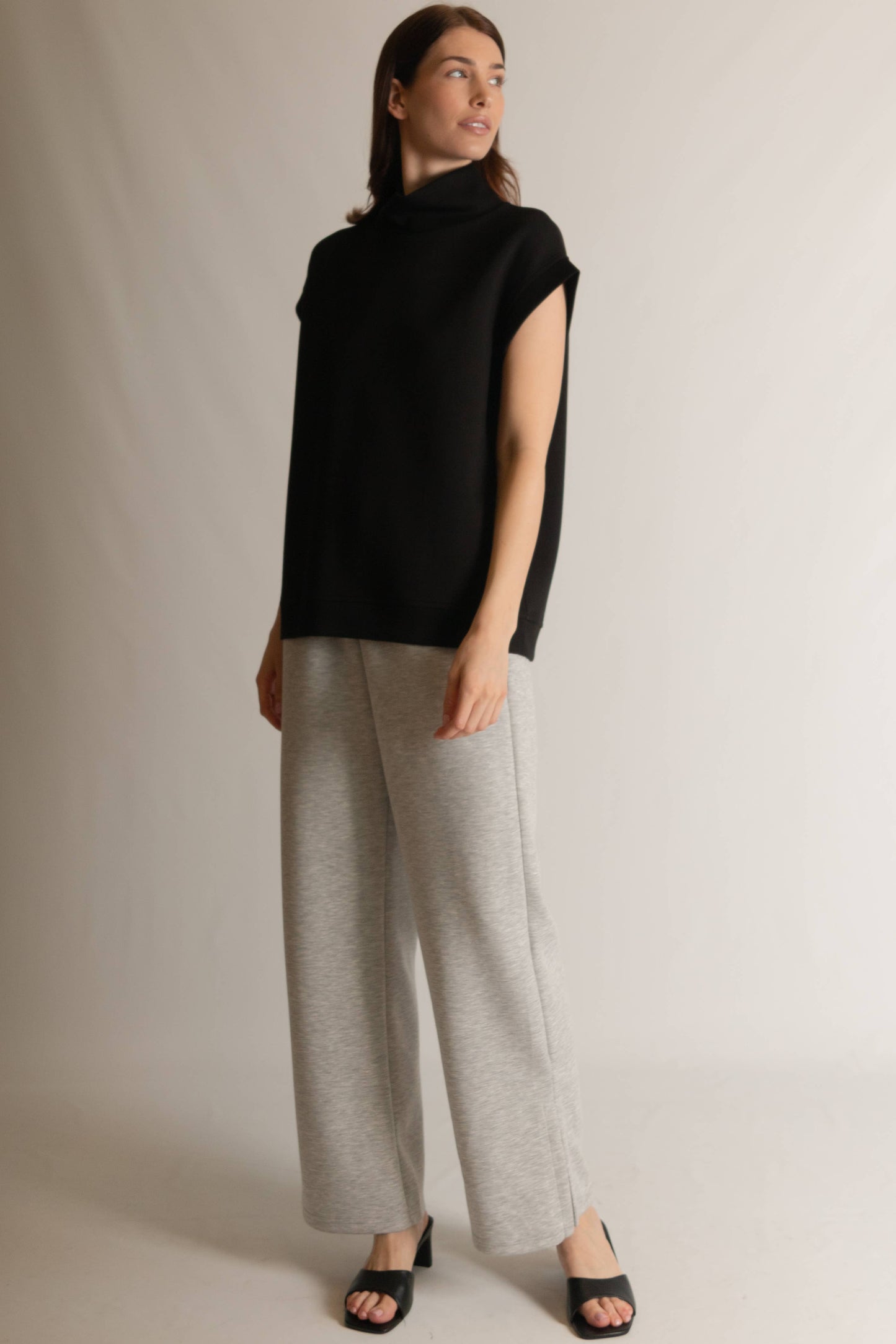 P. CILL Butter Modal Wide Leg Pants w/ Bottom Slit