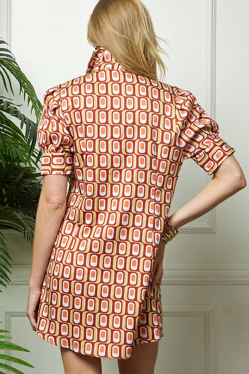 Print Button Down Dress