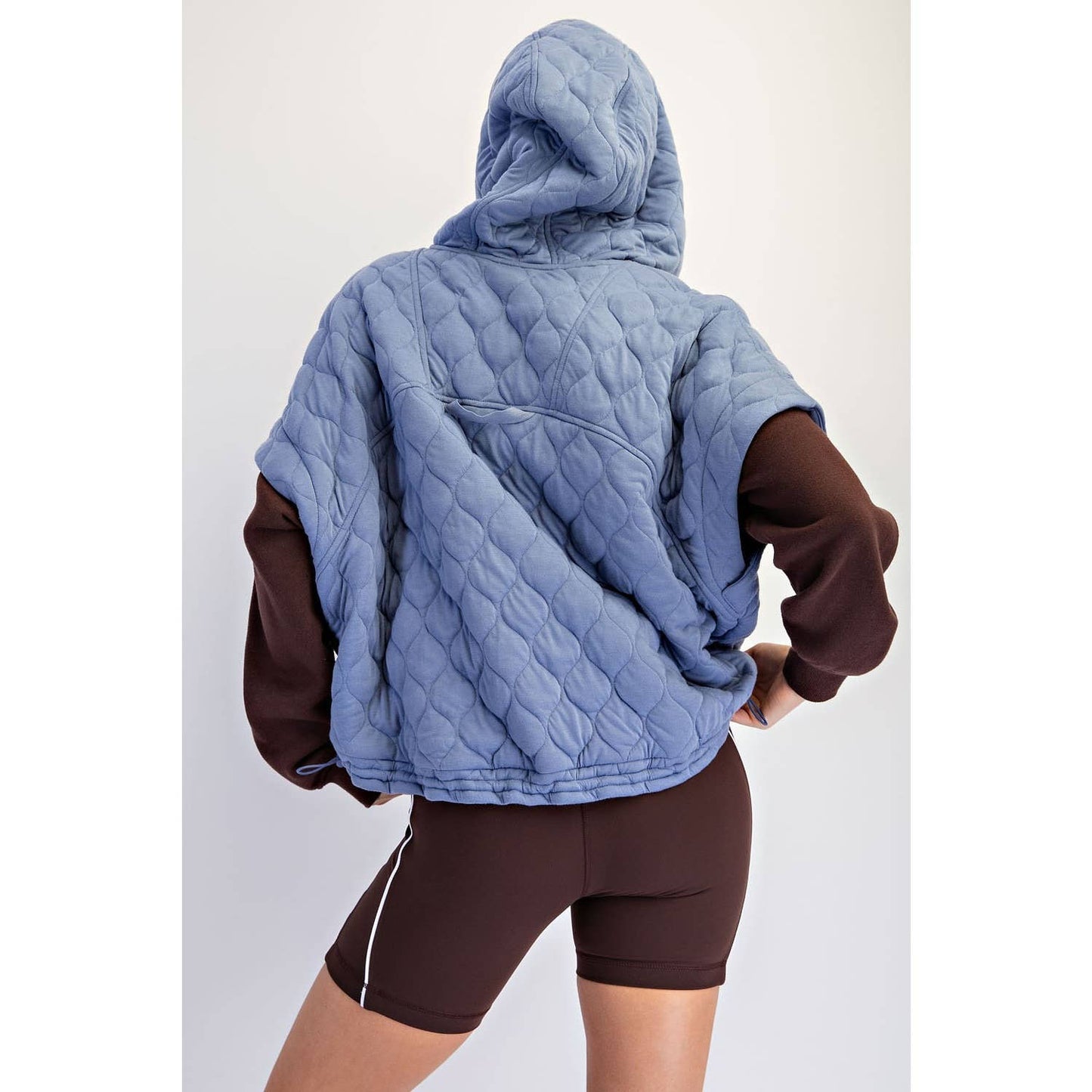BUBBLE QUILT CINCH HOODIE VEST
