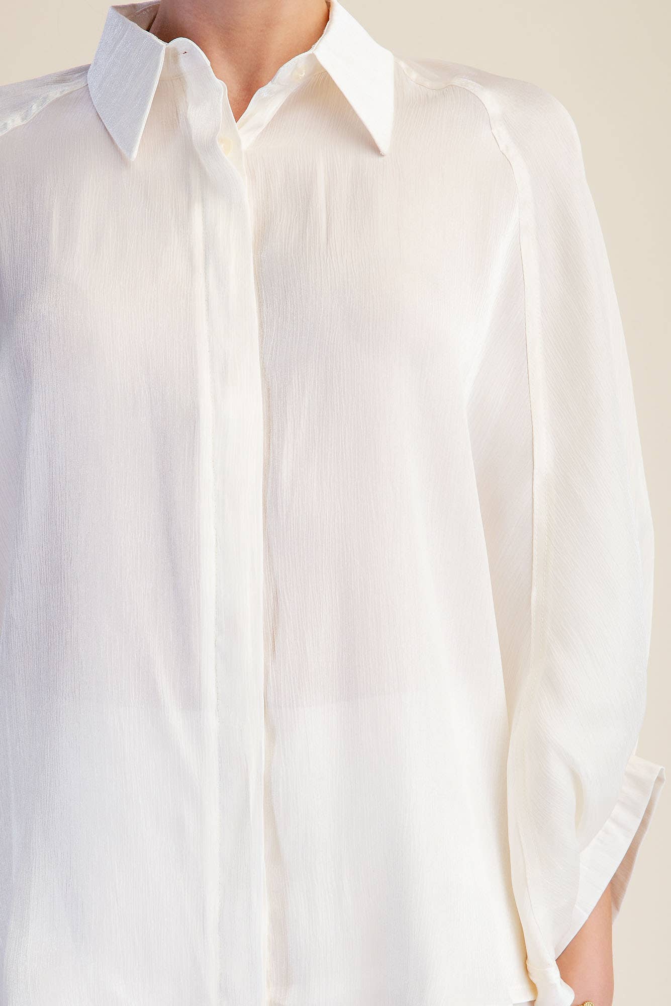 Metallic Oversized Button Down Long Sleeve Shirt Blouse