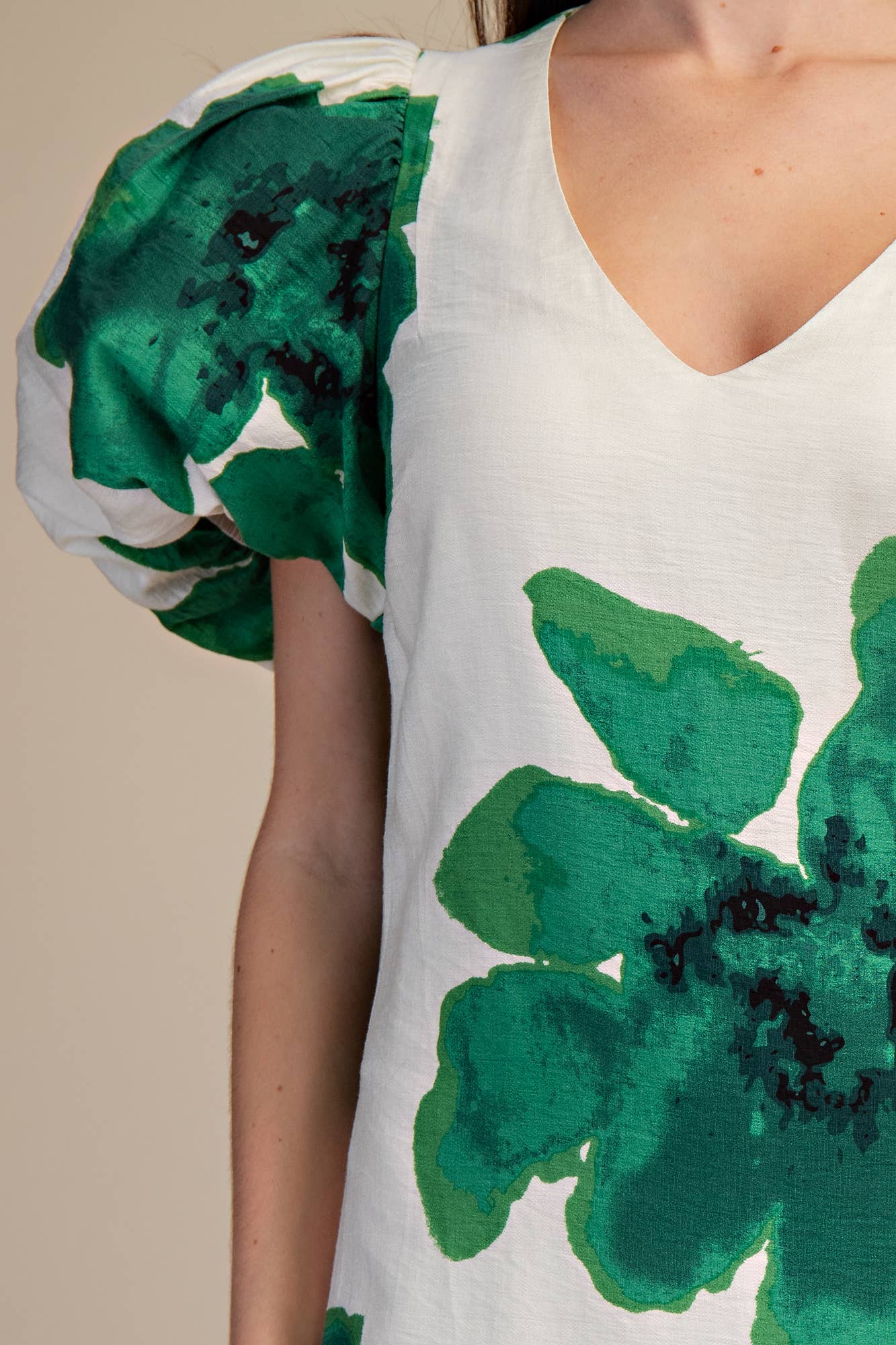 Puff-Sleeve A-Line Maxi Dress