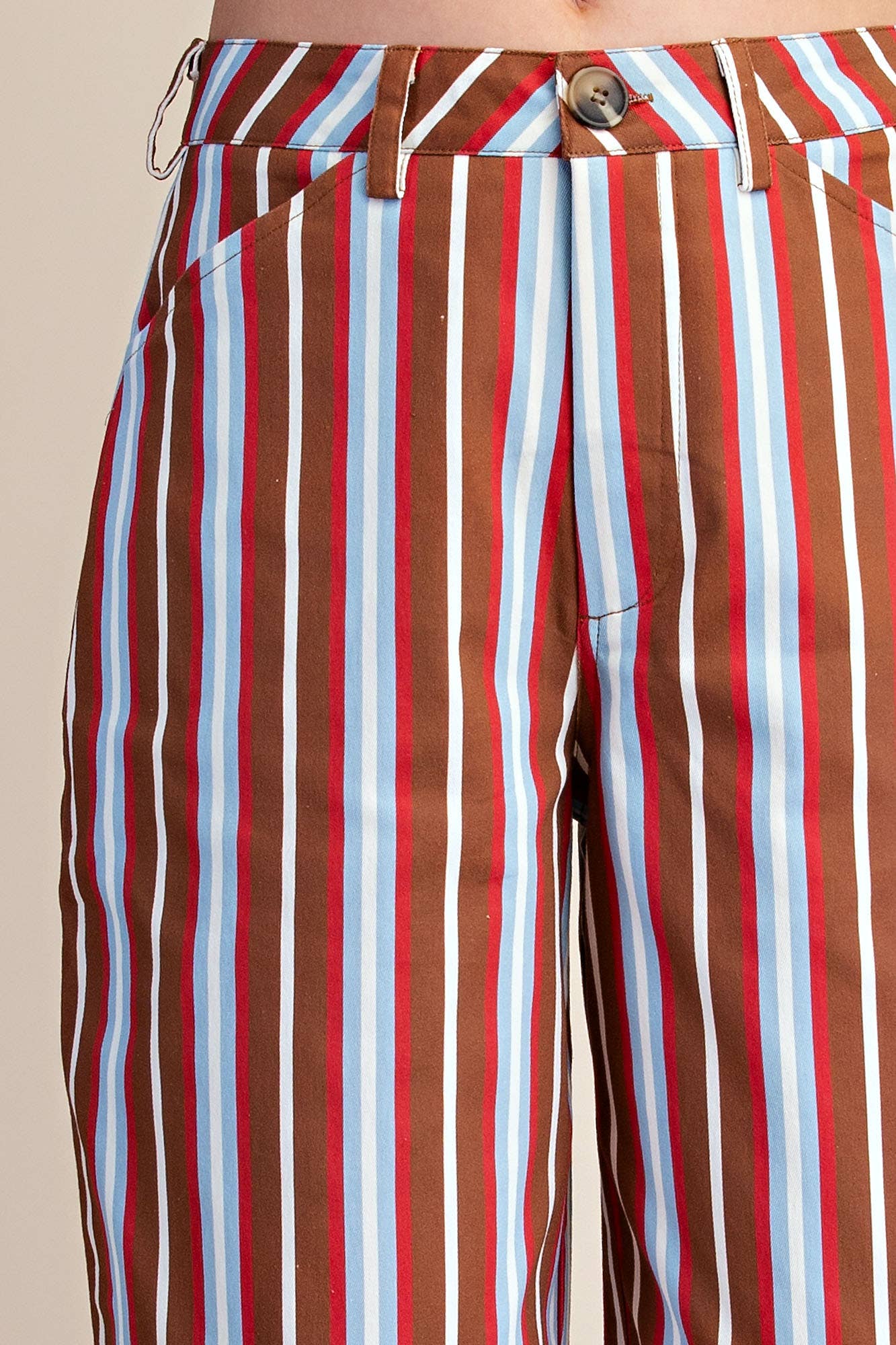 Barrel Leg Stripe Casual High Waist Pants