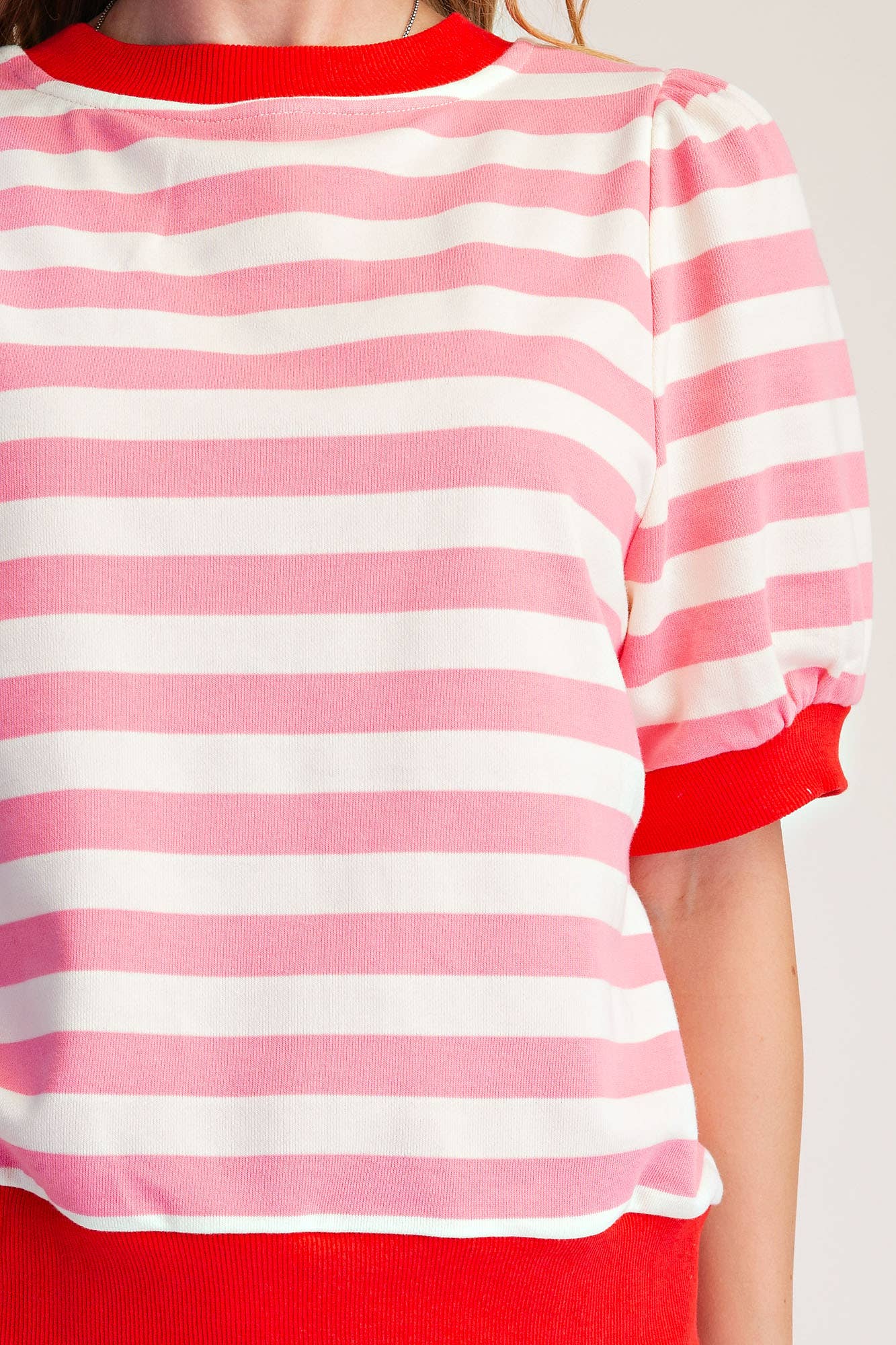 Stripe Sweatshirts Pullover Puff Sleeve