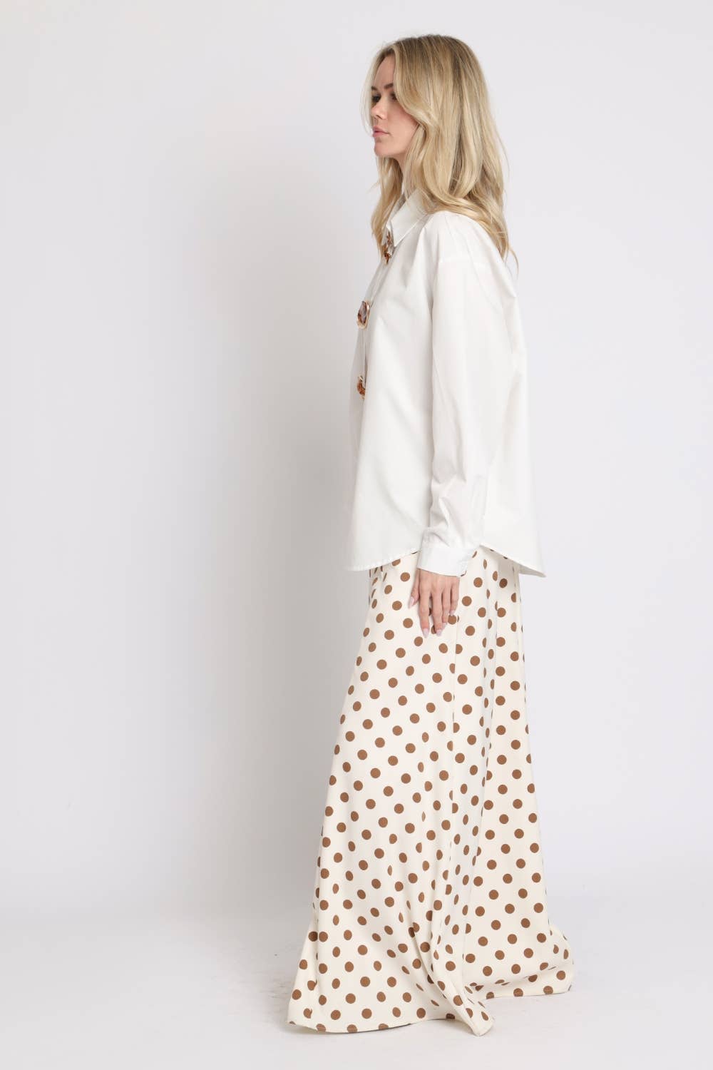 Polka Dot Printed Flare Wide Leg Pants PC7083