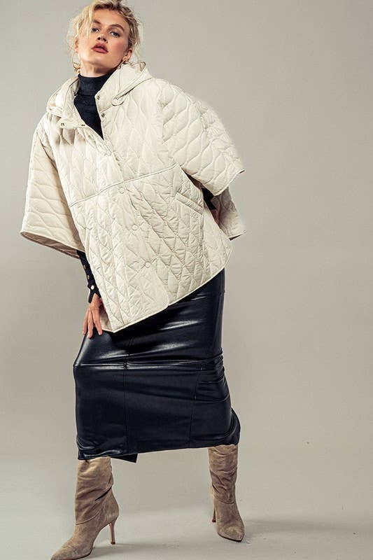 Contrast Quilted Shroud Cloak