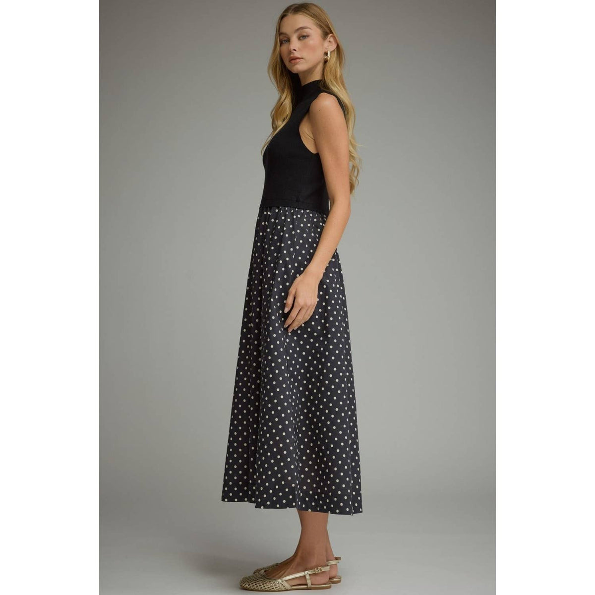 NEW Polka dot sleeveless midi dress