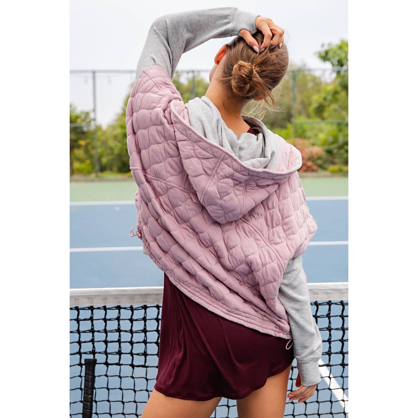 BUBBLE QUILT CINCH HOODIE VEST