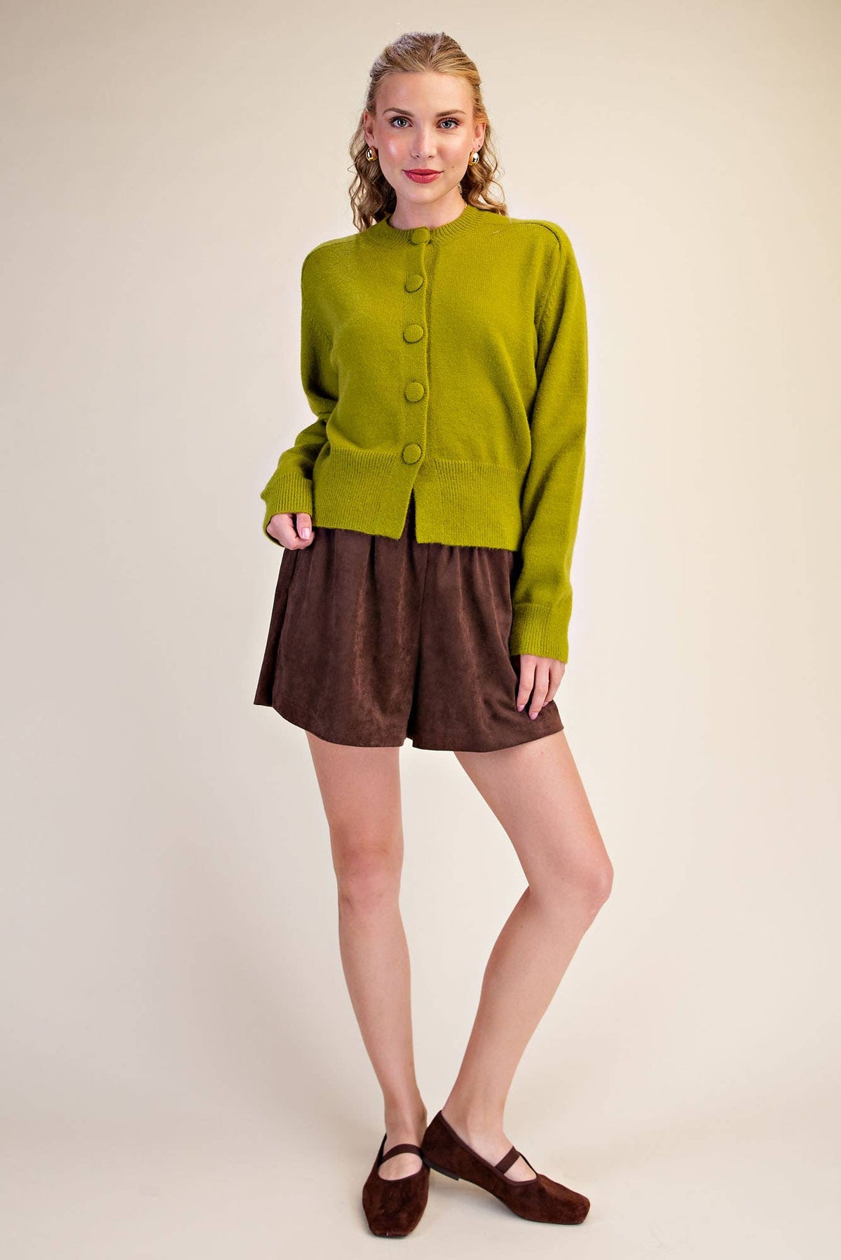 Button Closure Long Sleeve Sweater Cardigan
