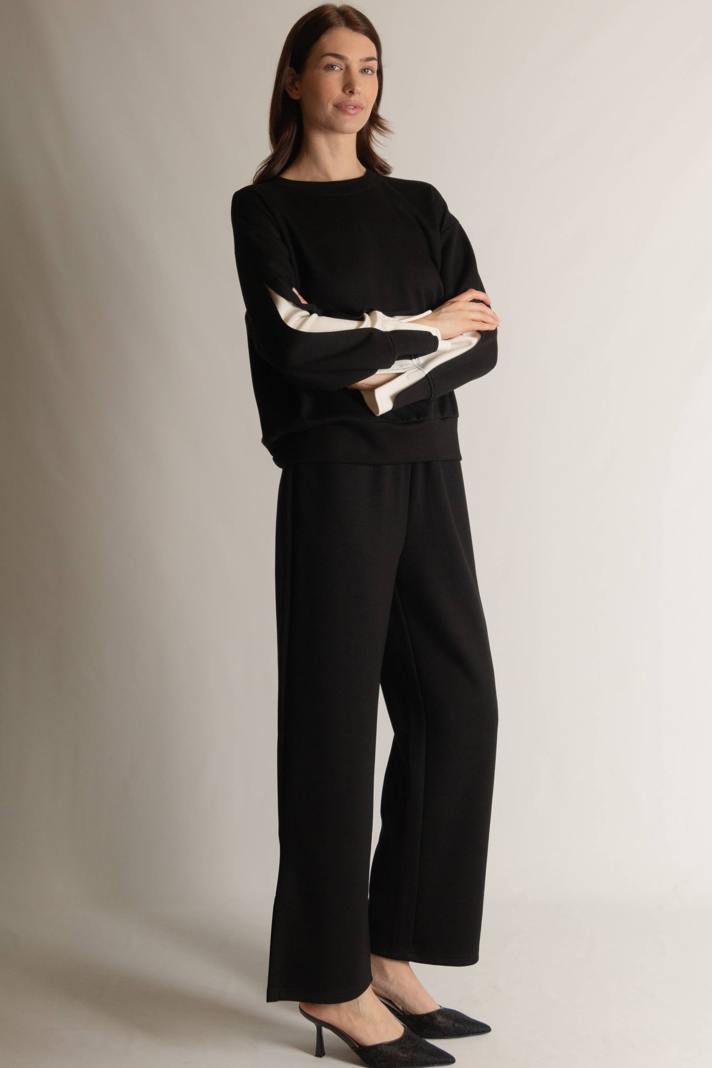 P. CILL Butter Modal Wide Leg Pants w/ Bottom Slit