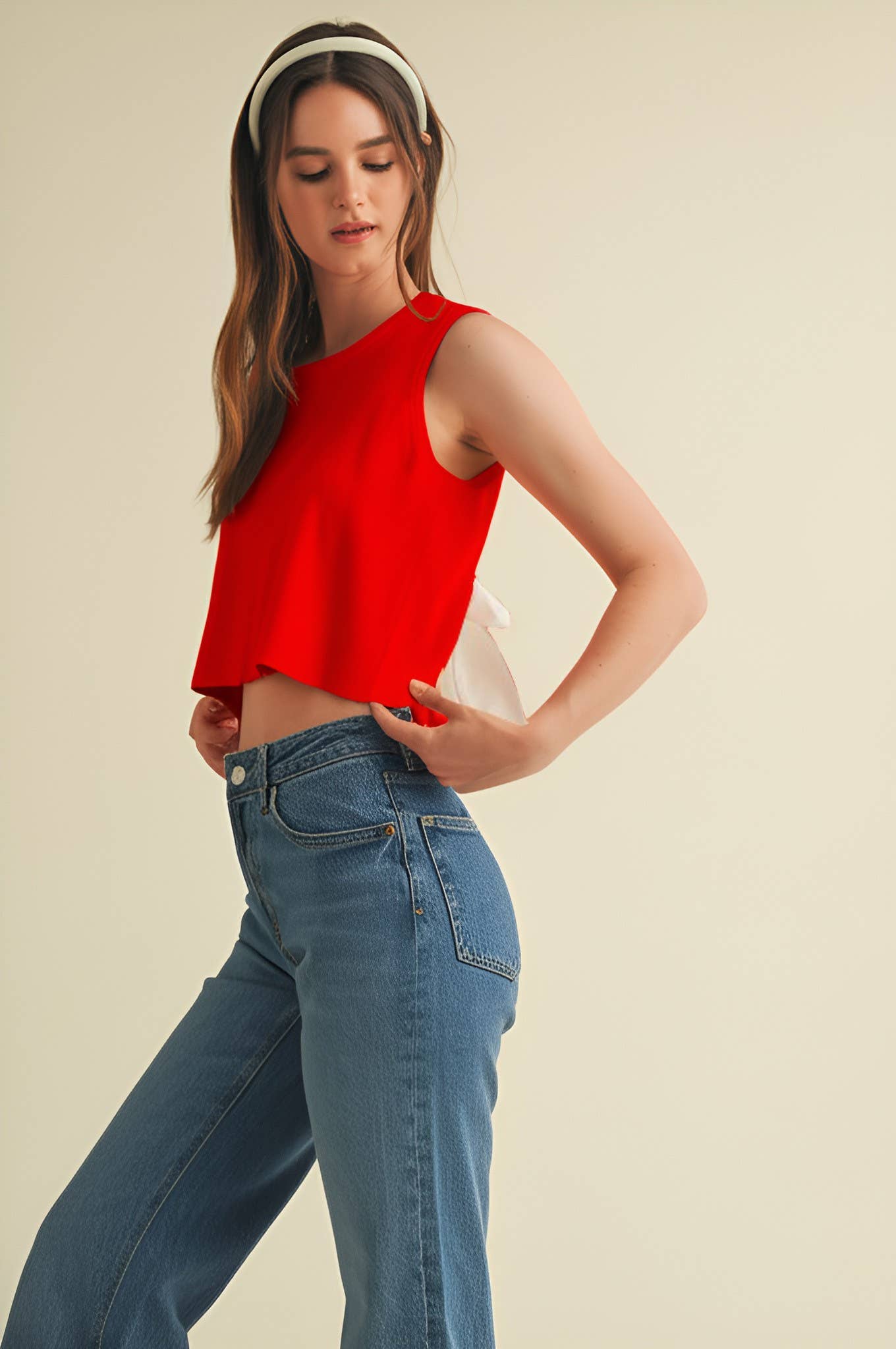 CSW17339 - BACK BOW TIE SLEEVELESS TOP