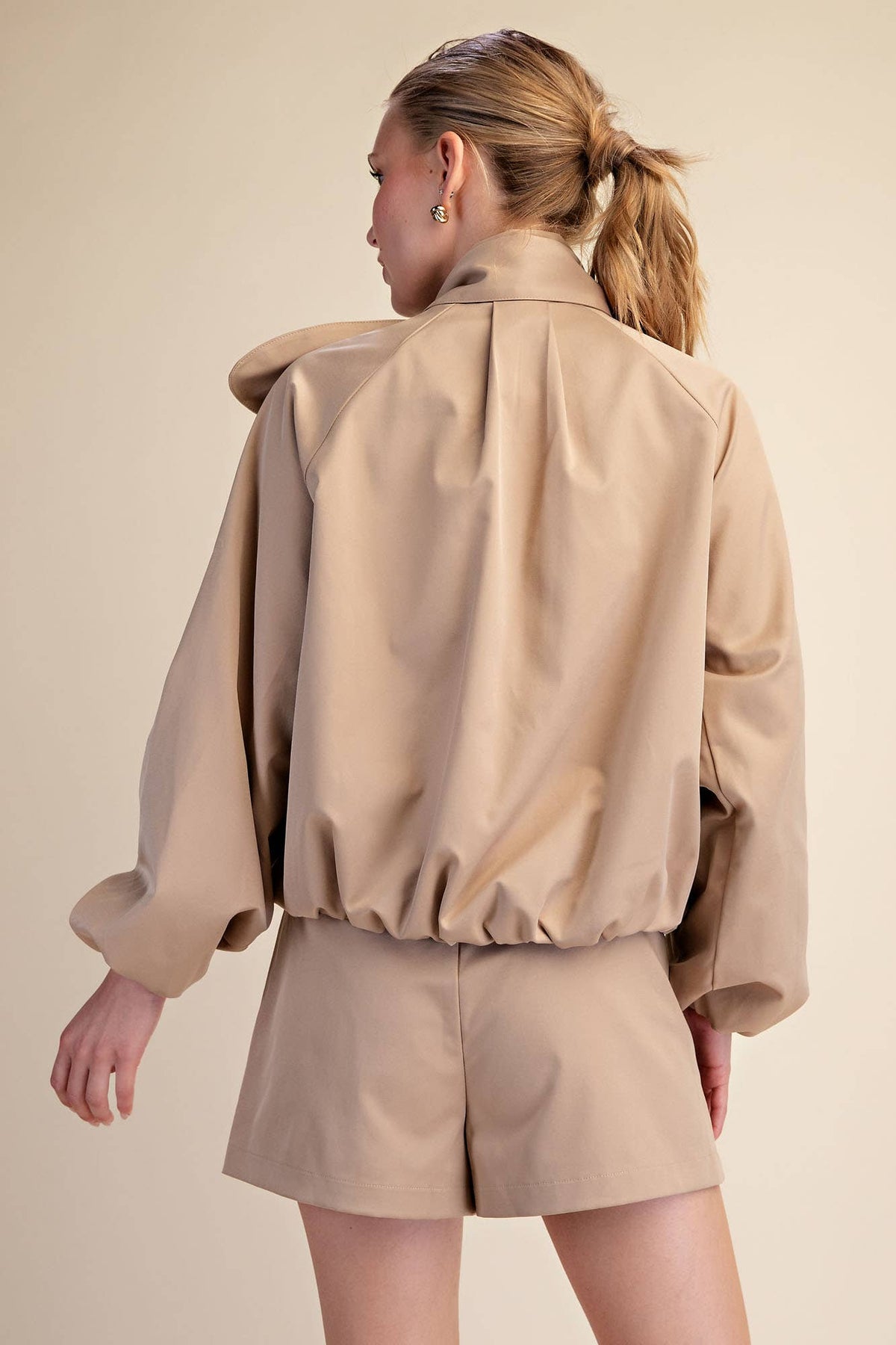 Scarf Collar Long Sleeve Puffy Jacket