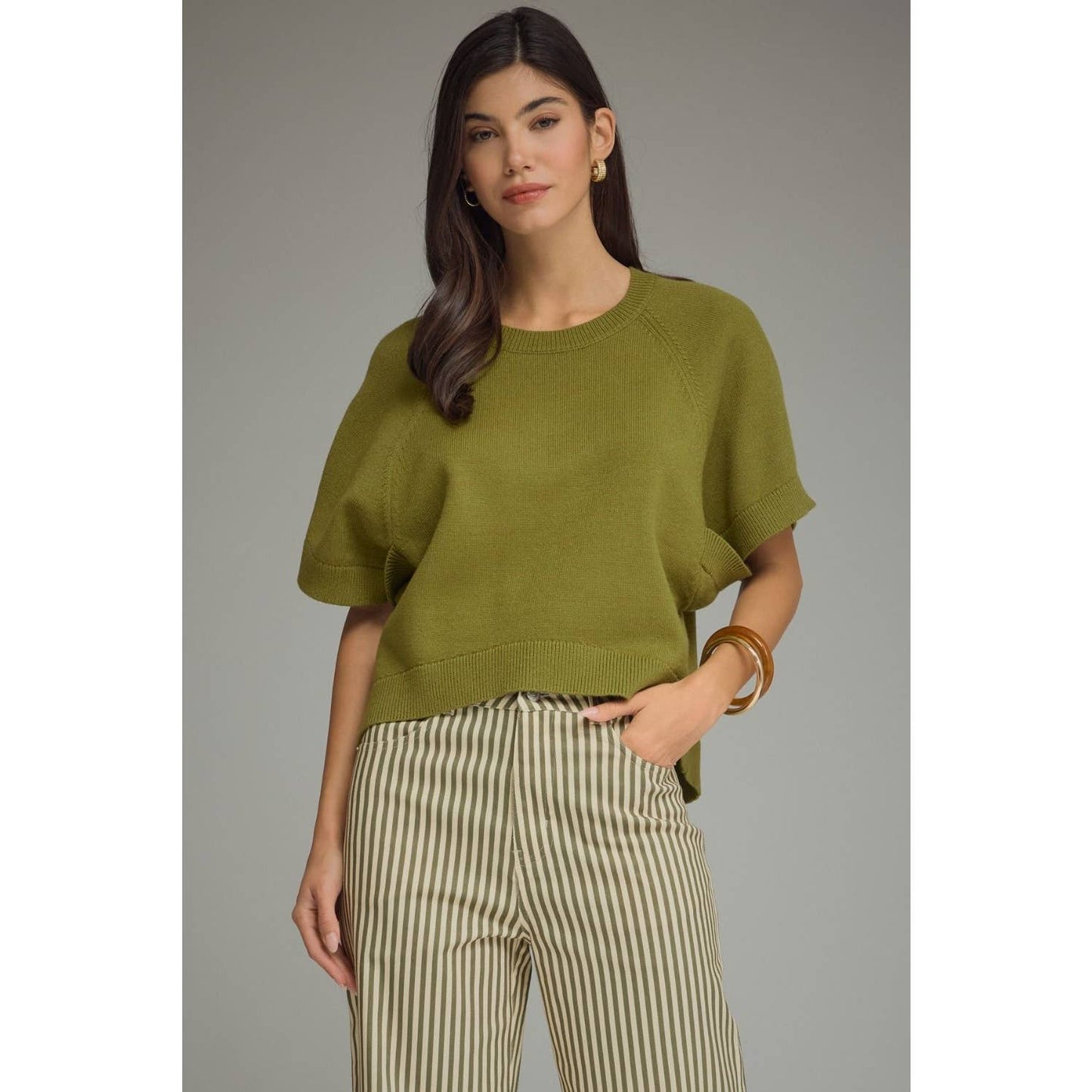 NEW Solid short dolman sleeve knit top