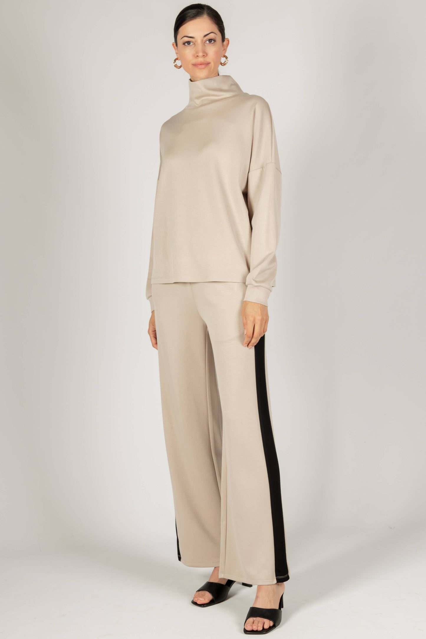 P. CILL Butter Modal Cowl Neck Long Sleeve Top