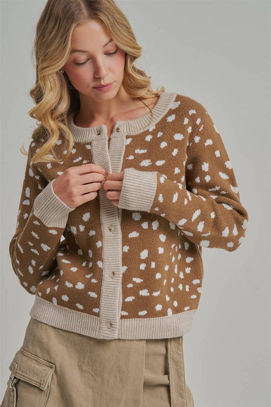 DEER PATTERN BUTTON DOWN FALL SWEATER CARDIGAN_JLT00359-01