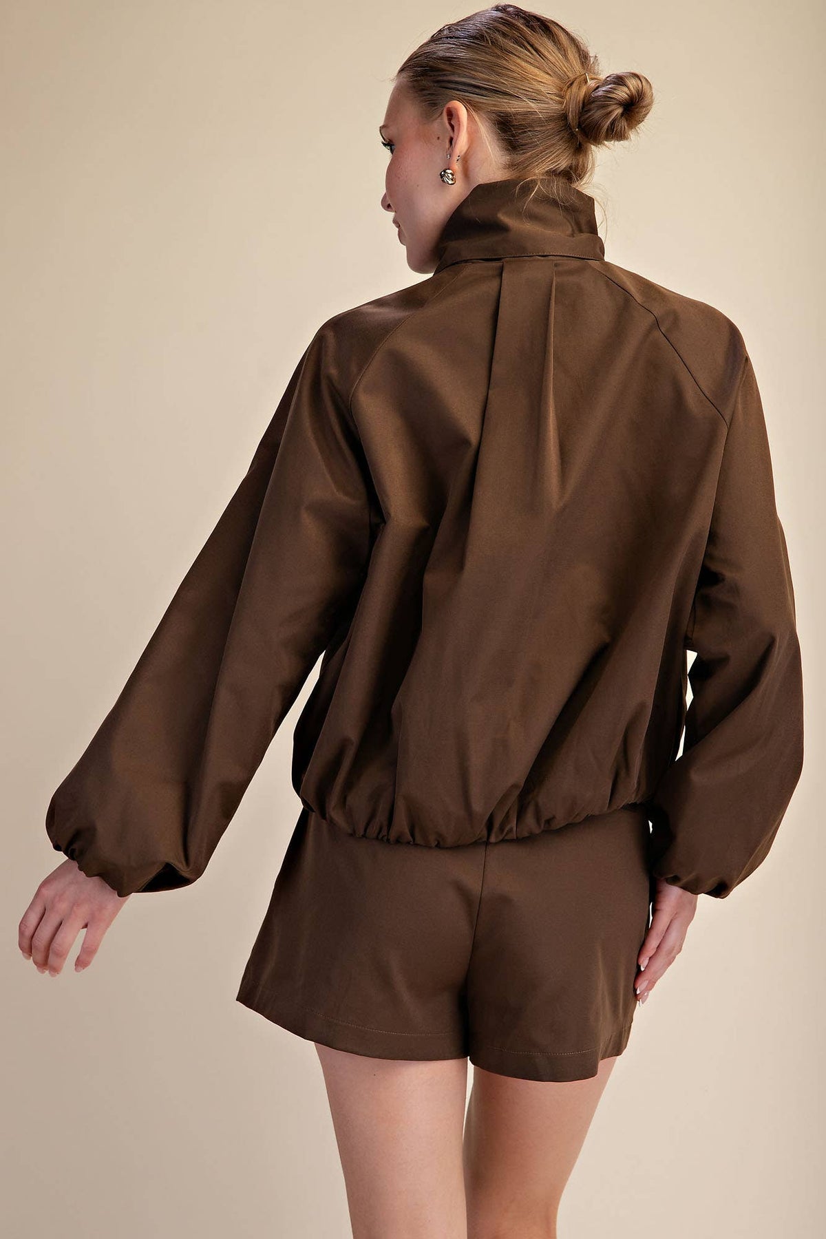 Scarf Collar Long Sleeve Puffy Jacket