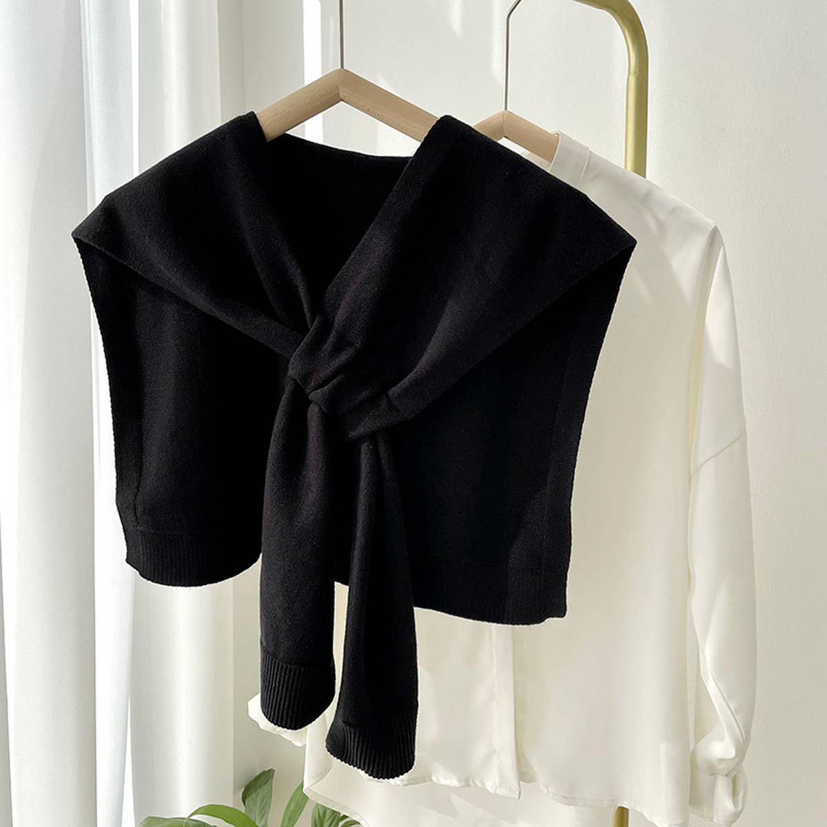 Solid Color Knitted Knotted Shawl–Casual & Cozy _CWASC0757