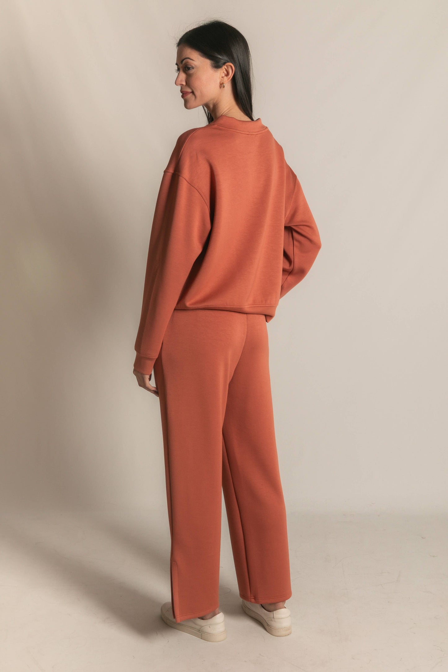 P. CILL Butter Modal Wide Leg Pants with Bottom Slits