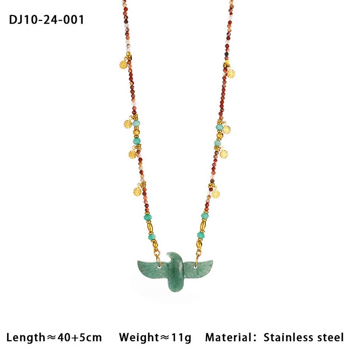 High-End Eagle Beaded Natural Stone Necklace_CWMM7542