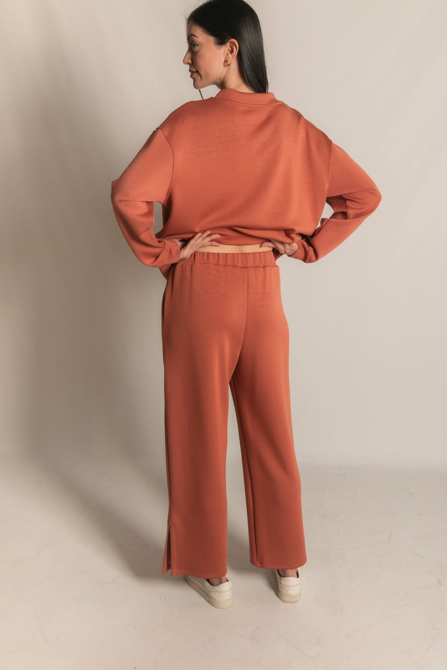 P. CILL Butter Modal Wide Leg Pants with Bottom Slits