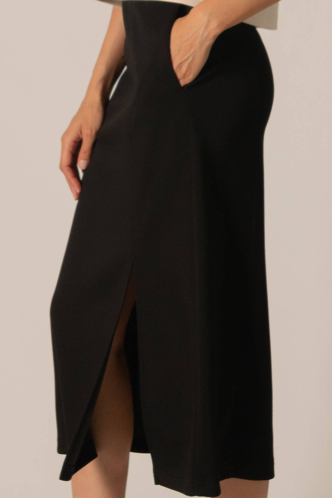 P. CILL Butter Modal Midi Side Slit Skirt