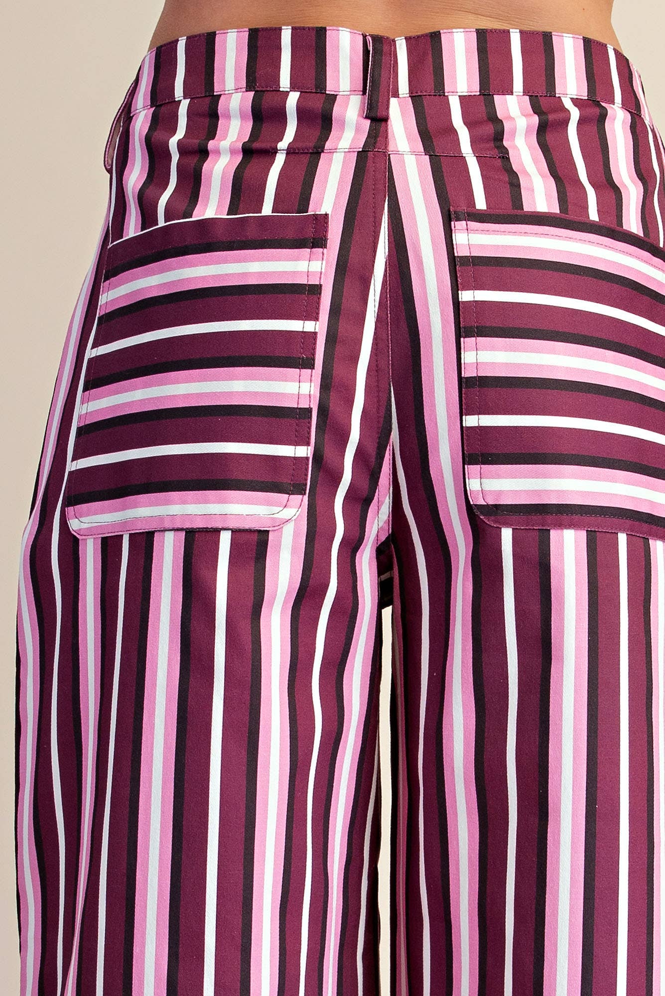 Barrel Leg Stripe Casual High Waist Pants