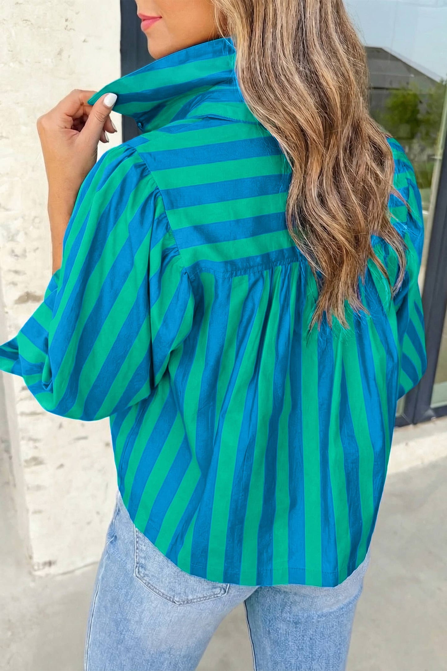 Stripe Tie Sleeve Button Down Shirt | S-XL