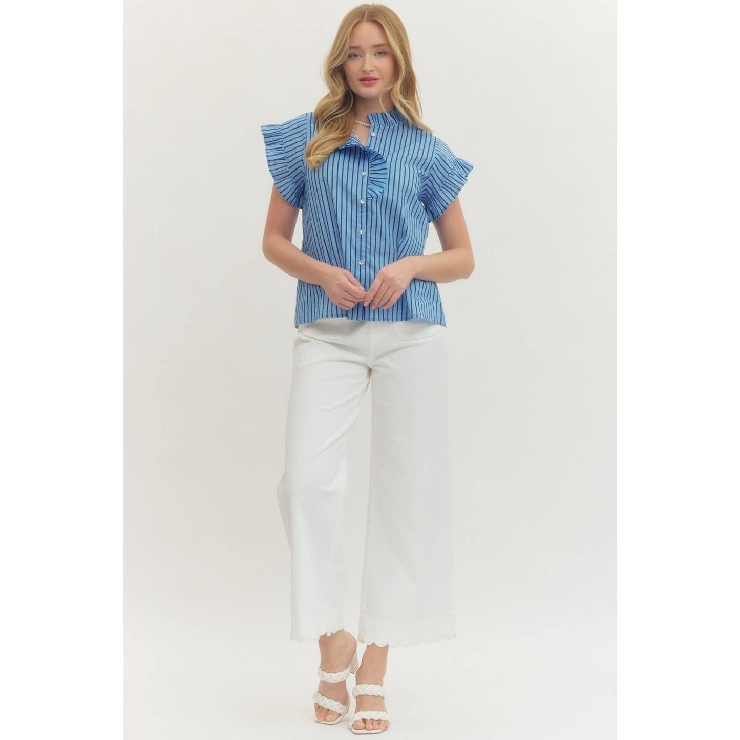 Striped short sleeve top
