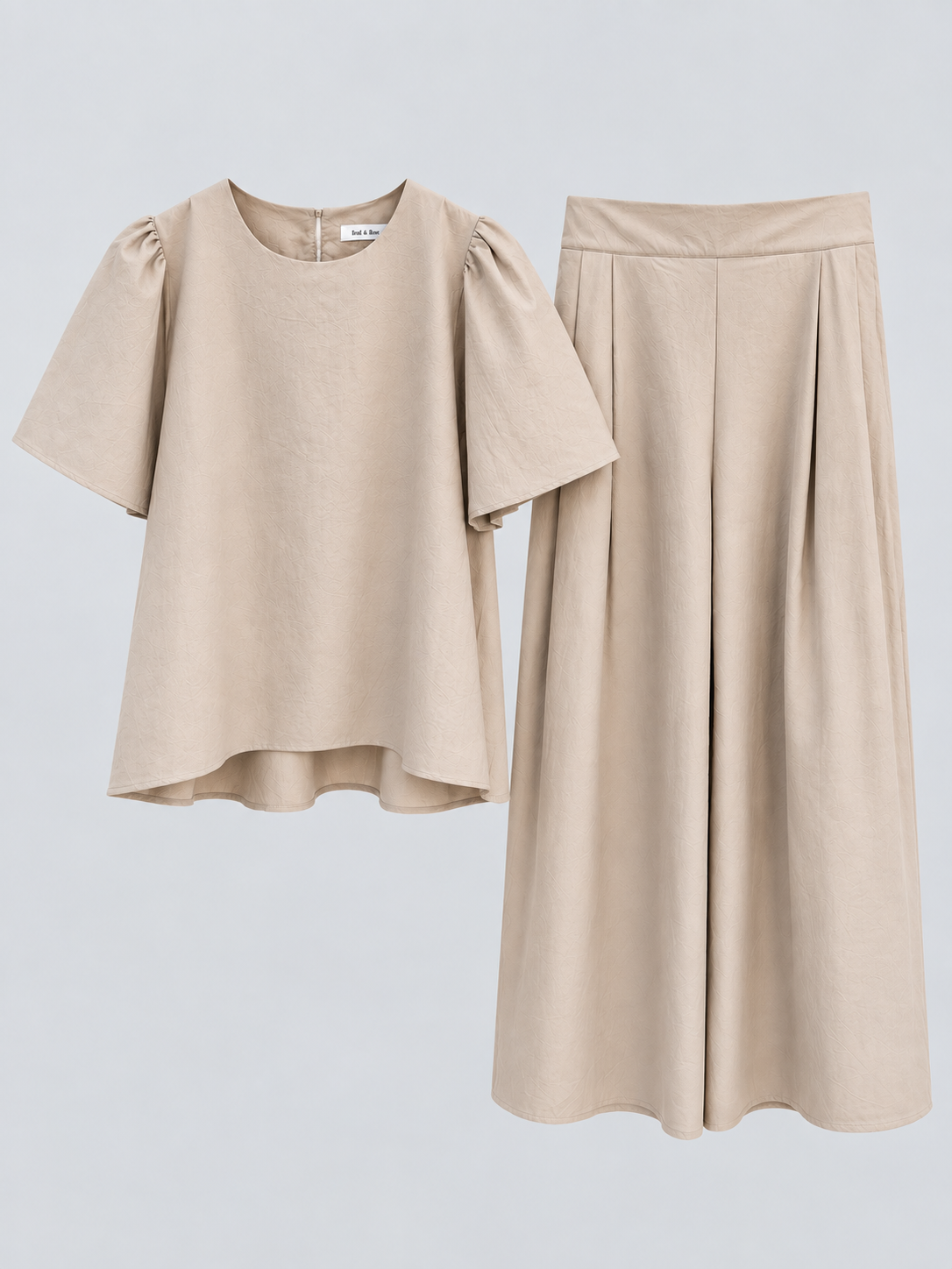 Sandy Premium Poplin Two-Piece Set – Hi-Lo Top & Wide-Leg Pants (#WT61041 & WP61042)