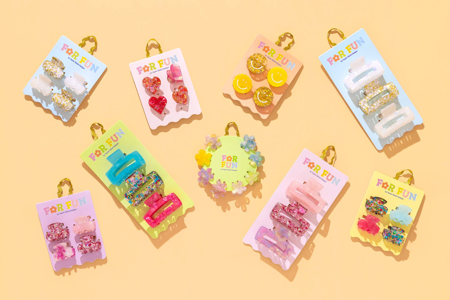 FOR FUN - Claw Hair Clip Set - Mini - Asst Hearts - 4 Pc Set