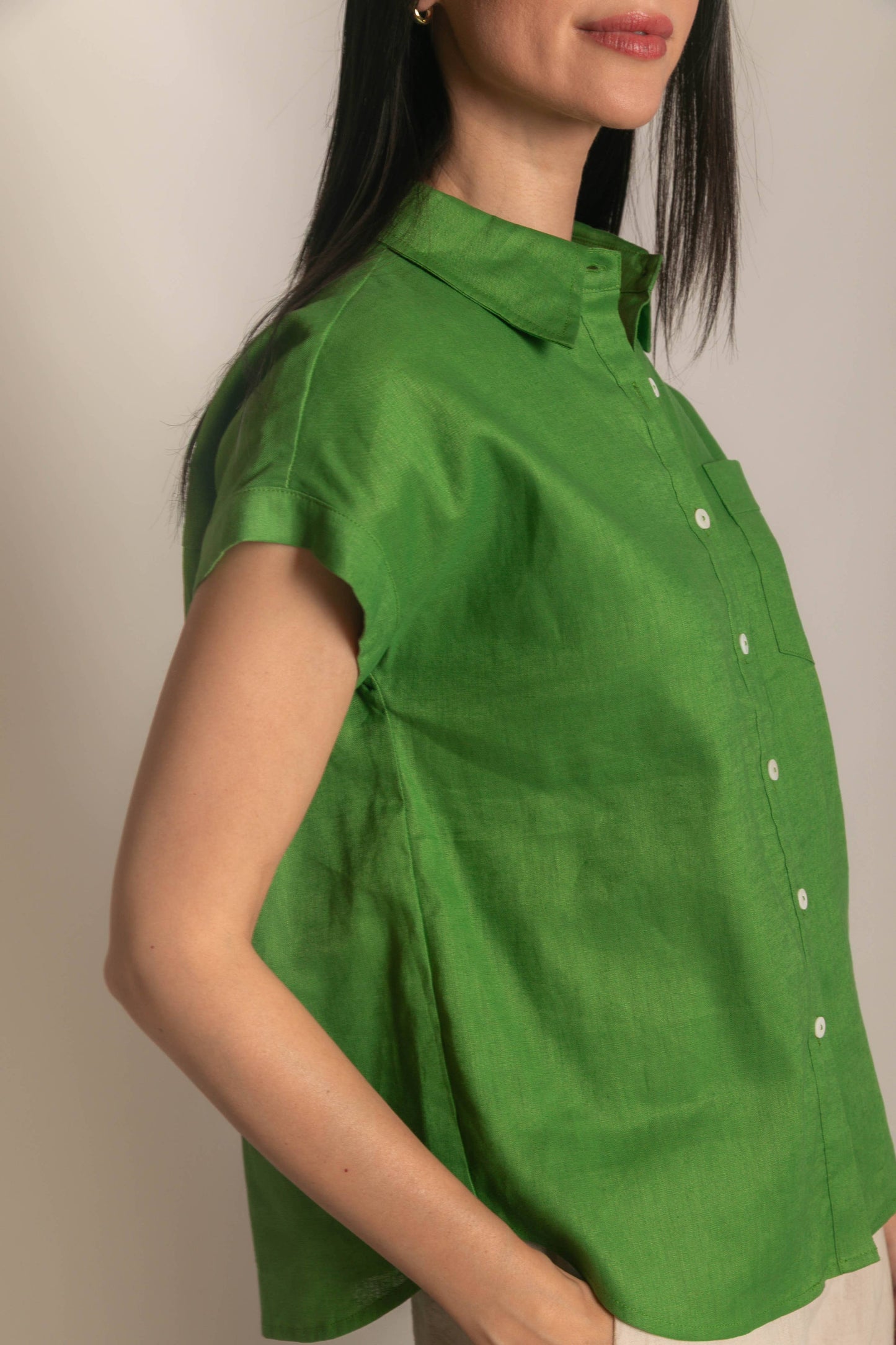 P.CILL Linen Relaxed Short Sleeve Button Up Shirt