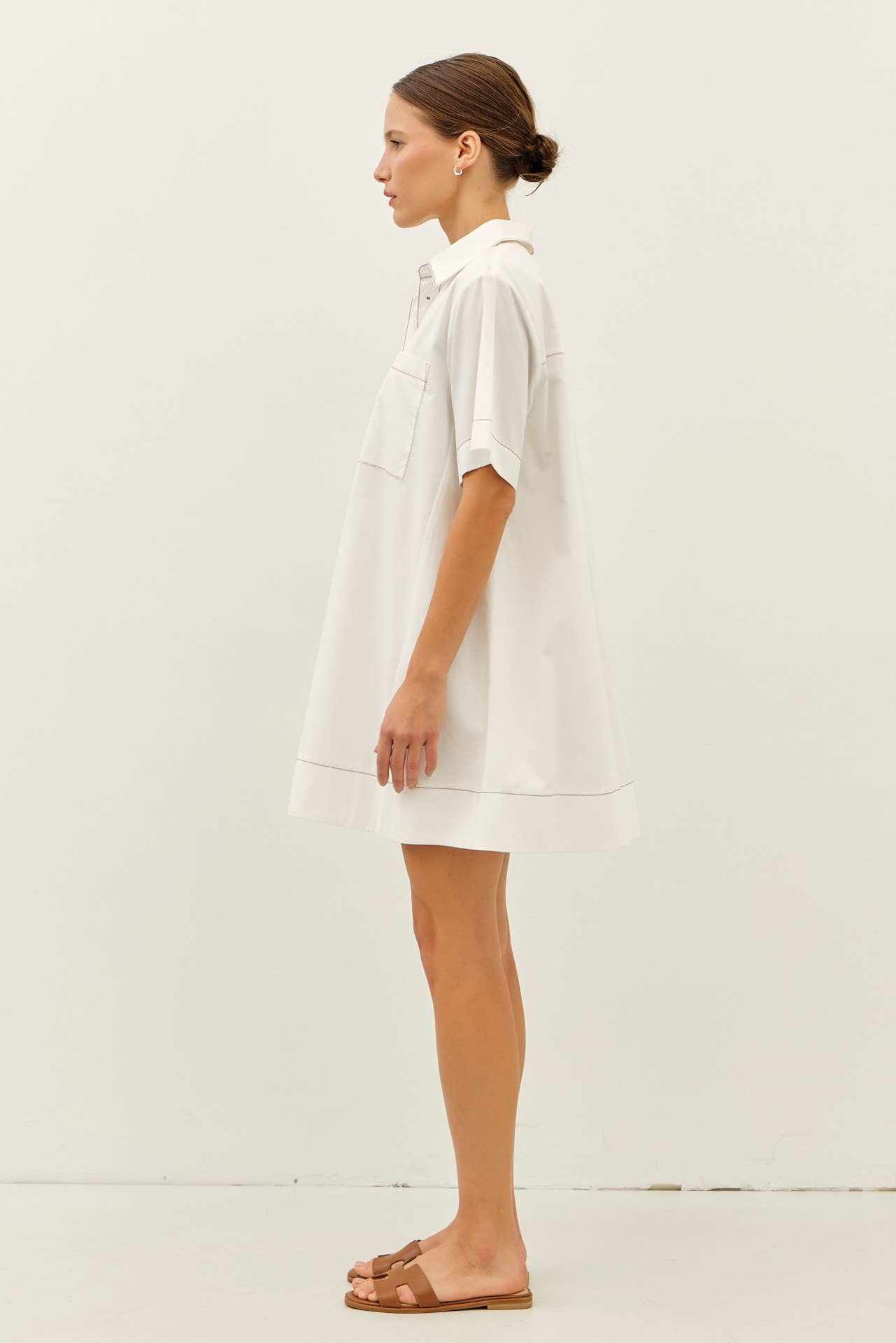 BREATHABLE A-LINE SHIRT DRESS WITH OVERSIZED SLVS