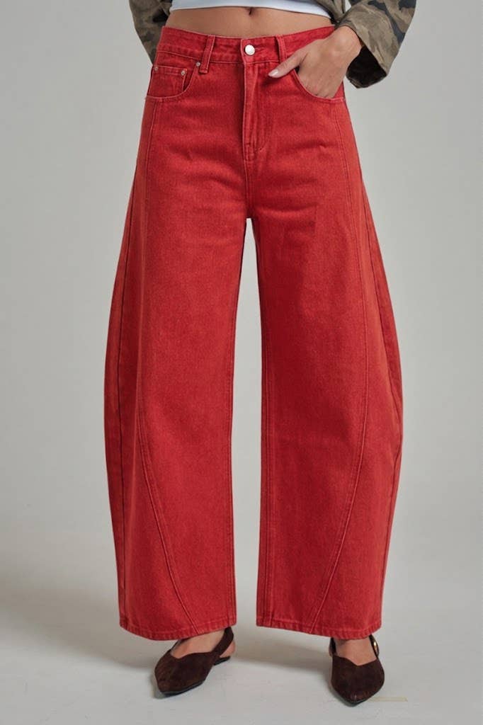 VINTAGE WASHED NON-STRETCH BARREL SHAPED PANTS_JLB80110-01