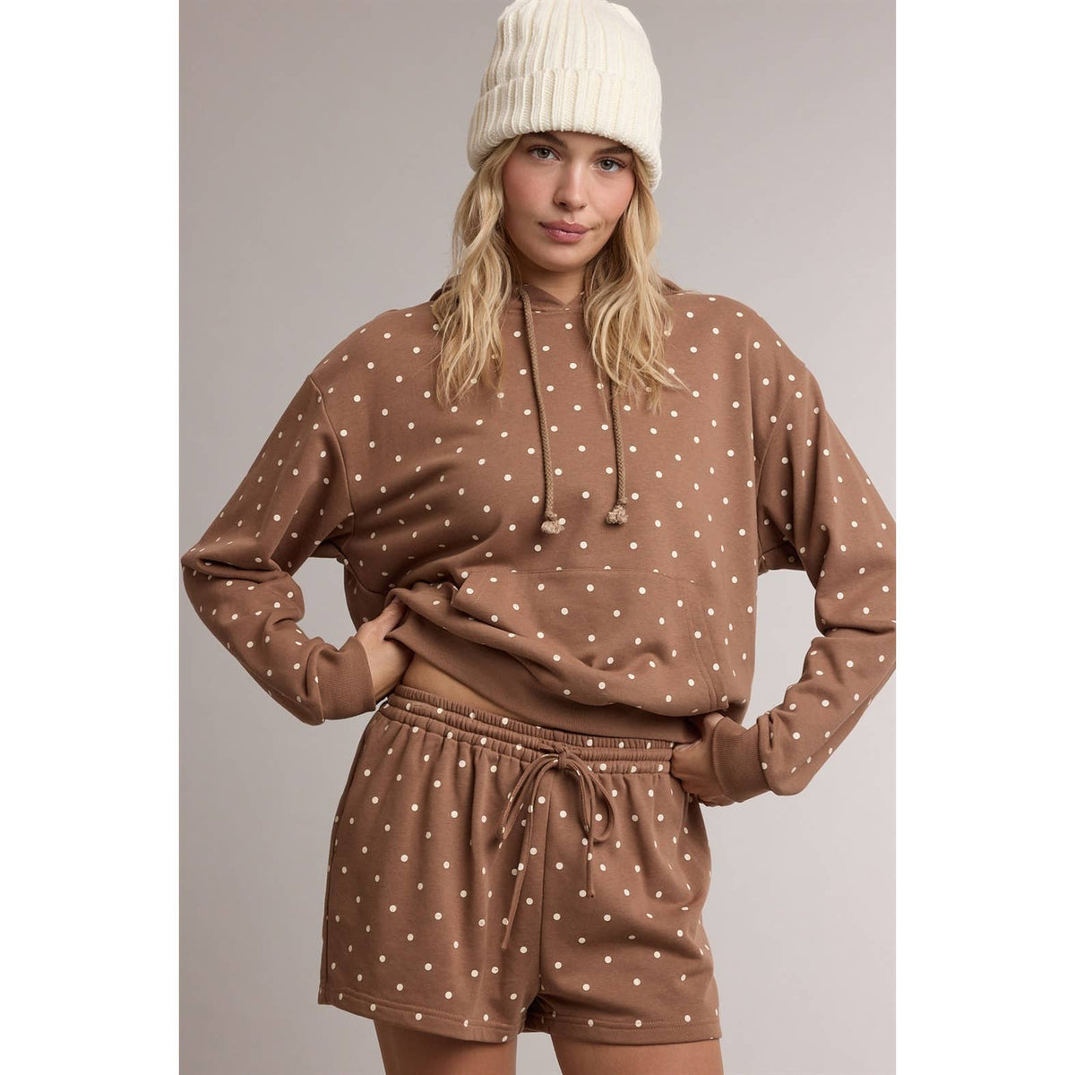 POLKA DOT HOODIE & MINI SHORTS SET / WL26-13441