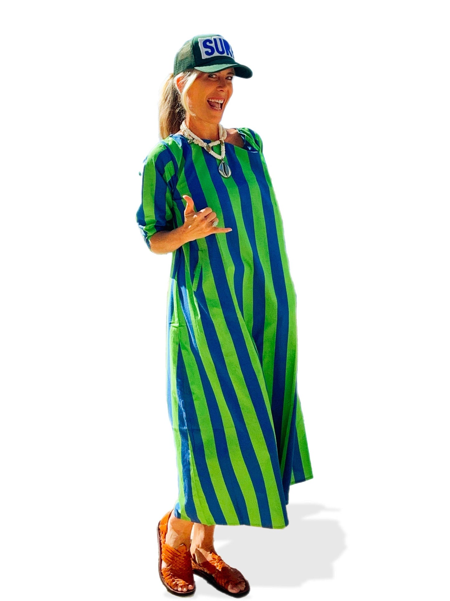 Surf Stripe Off the Shoulder Dress