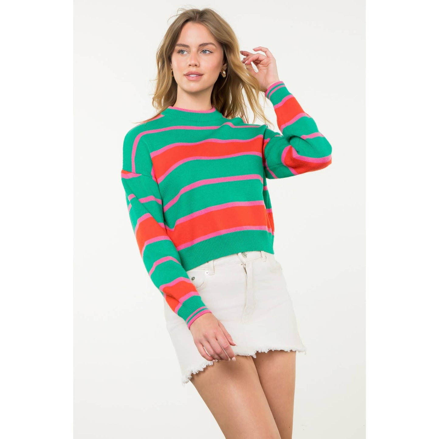Striped Pattern Knit Sweater
