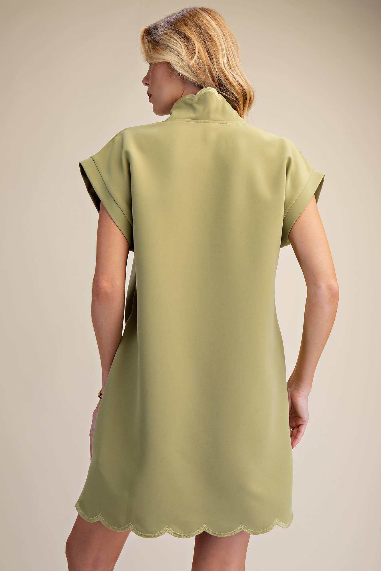Scallop V-Neck Mini Dress