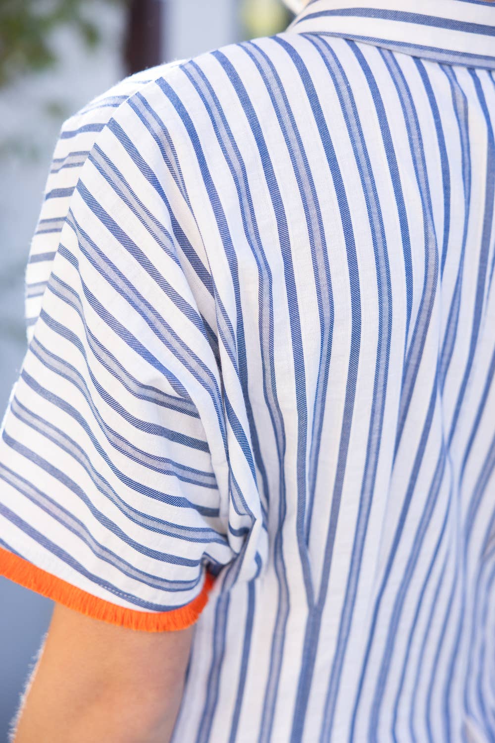 36322 Pleated Waist Striped Mini Flare Shirt Dress